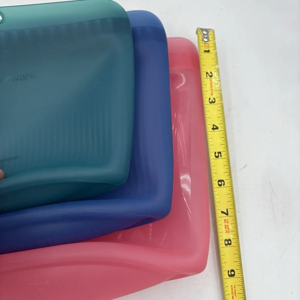 Tupperware Ultimate Silicone Bags Snack Microwavable Pink Blue Green Lot of 3